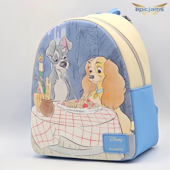 Loungefly Disney Lady And The Tramp Spaghetti Scene Mini Backpack New - Picture 3 of 5